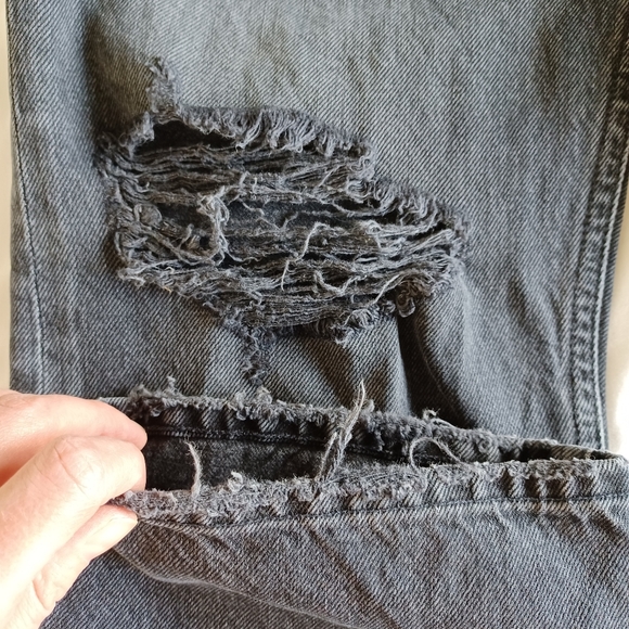 AGOLDE 90's Pinch Waist Straight Leg Jeans in Howl, Washed Black, Distressed - Picture 11 of 16